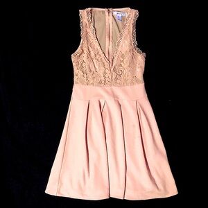 SWS Streetwear Society - Pale Pink/Light Peach lace flared skirt dress (Small)